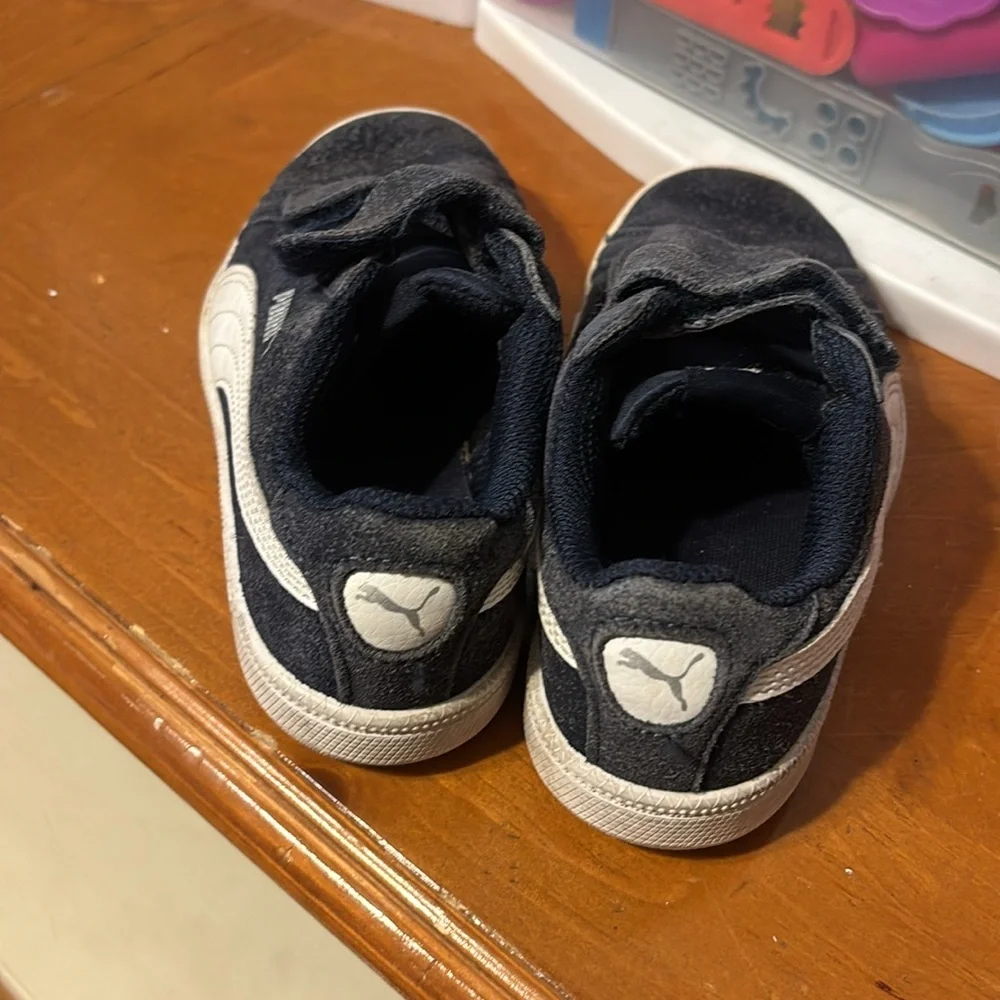 Puma Kids Navy Suede Sneakers with White Formstripe